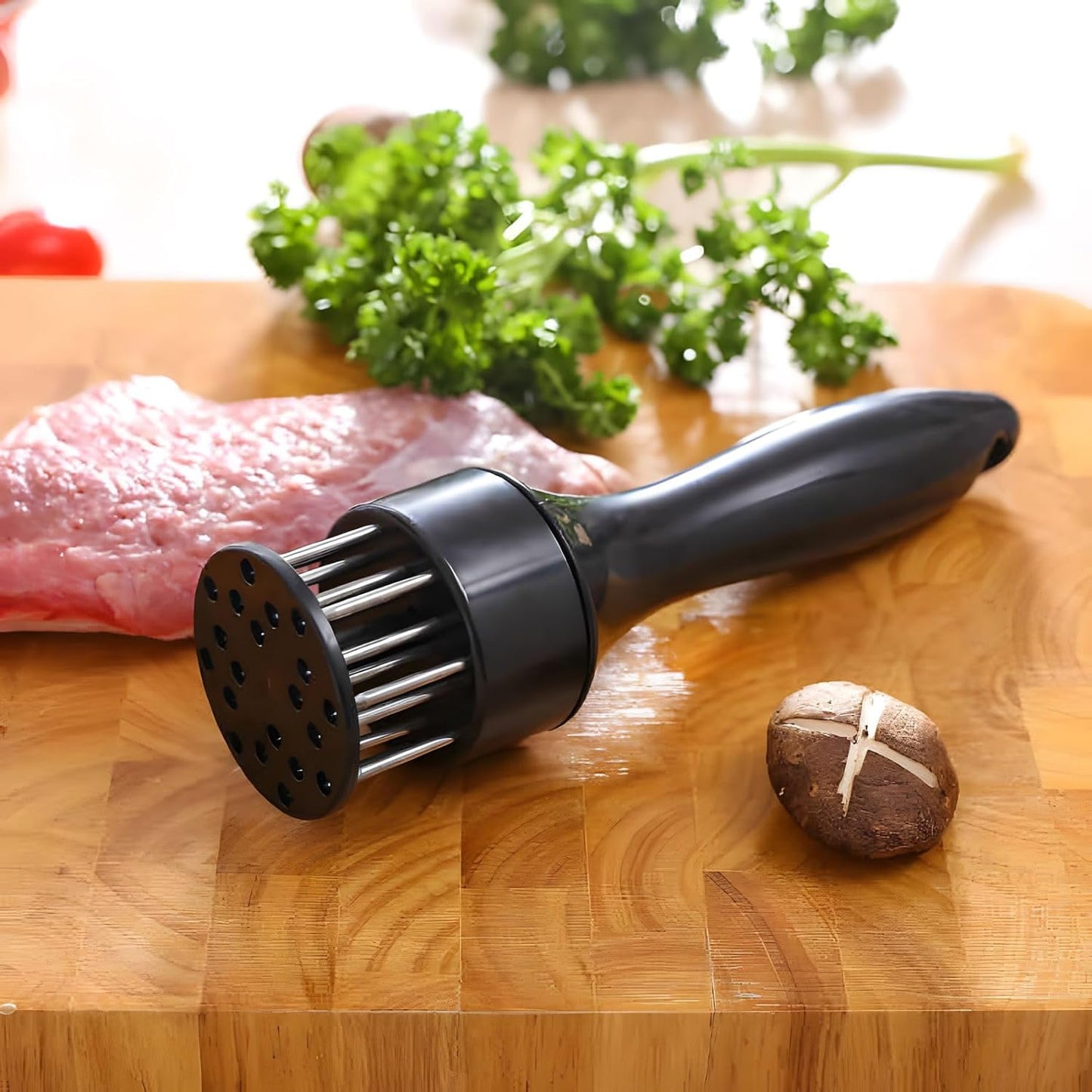 Stainless Steel Needle Blades Meat Tenderizer Tool with Ultra Sharp Profession Kitchen Gadgets Jacquard for Tenderizing and Cooking BBQ, Marinade, Steak, Beef, and Poultry (Black)