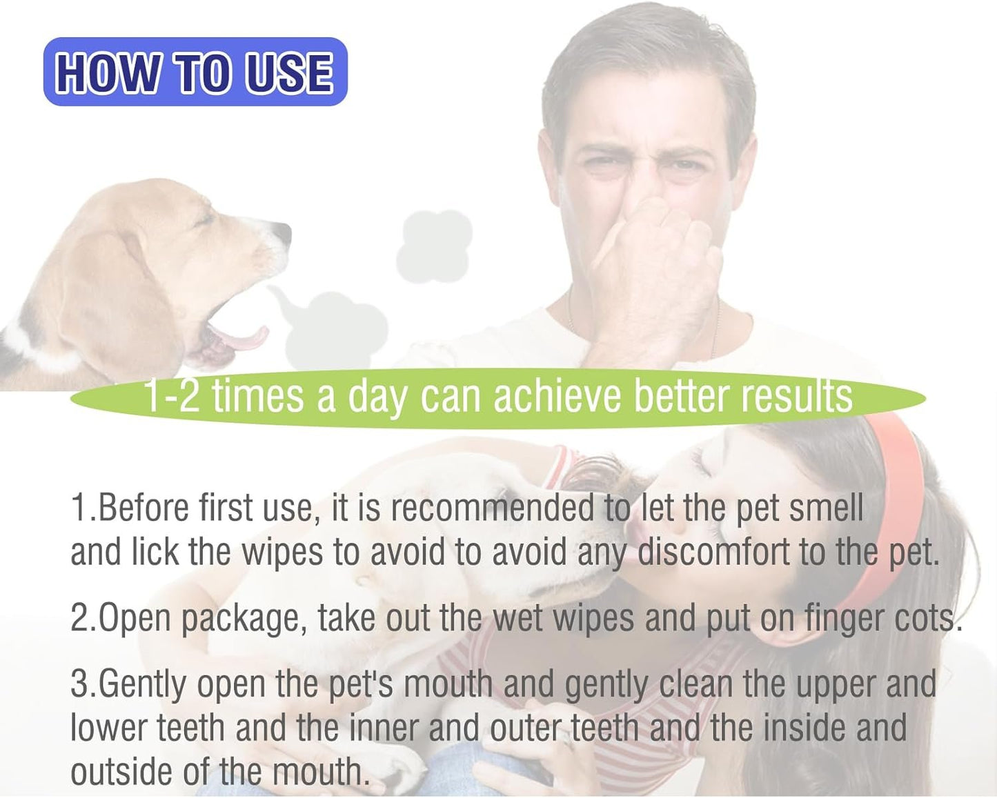 Havenfly Teeth Cleaning Finger Wipes 50pcs for Dogs & Cats, Disposable, Removes Bad Breath, Gentle Cleaning, Gum Care, Promote Pet Oral Hygiene