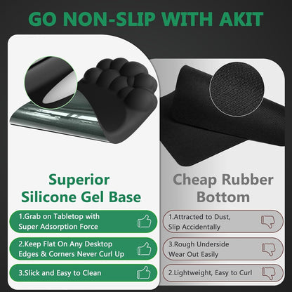 AKIT Black Ergonomic Mouse Pad with Wrist Rest for Computer Keyboard, Bubble Massage Cloud Wrist Rest Keyboard Pad and Cute Mouse Pad with Wrist Support, Soft Gel Gaming Mouse Pads for Desk Office