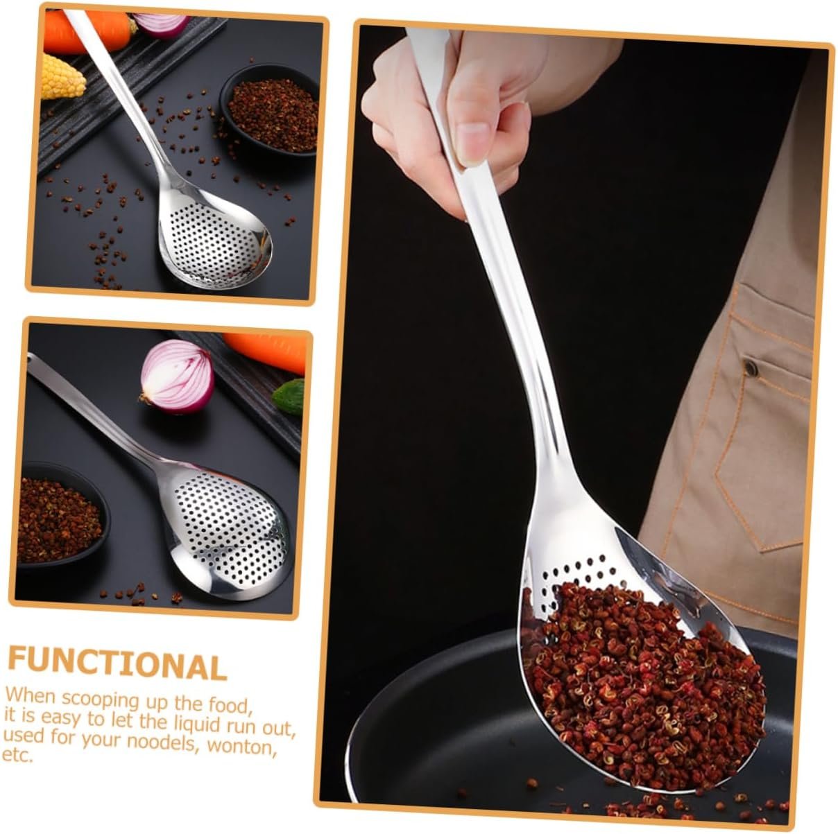 LIFKOME 2 Pezzi Cucchiaio Per Pasta E Noodles in Acciaio Inossidabile Colino Cucina Gadget Utensili Cucina Per Spaghetti E Altri Cibi
