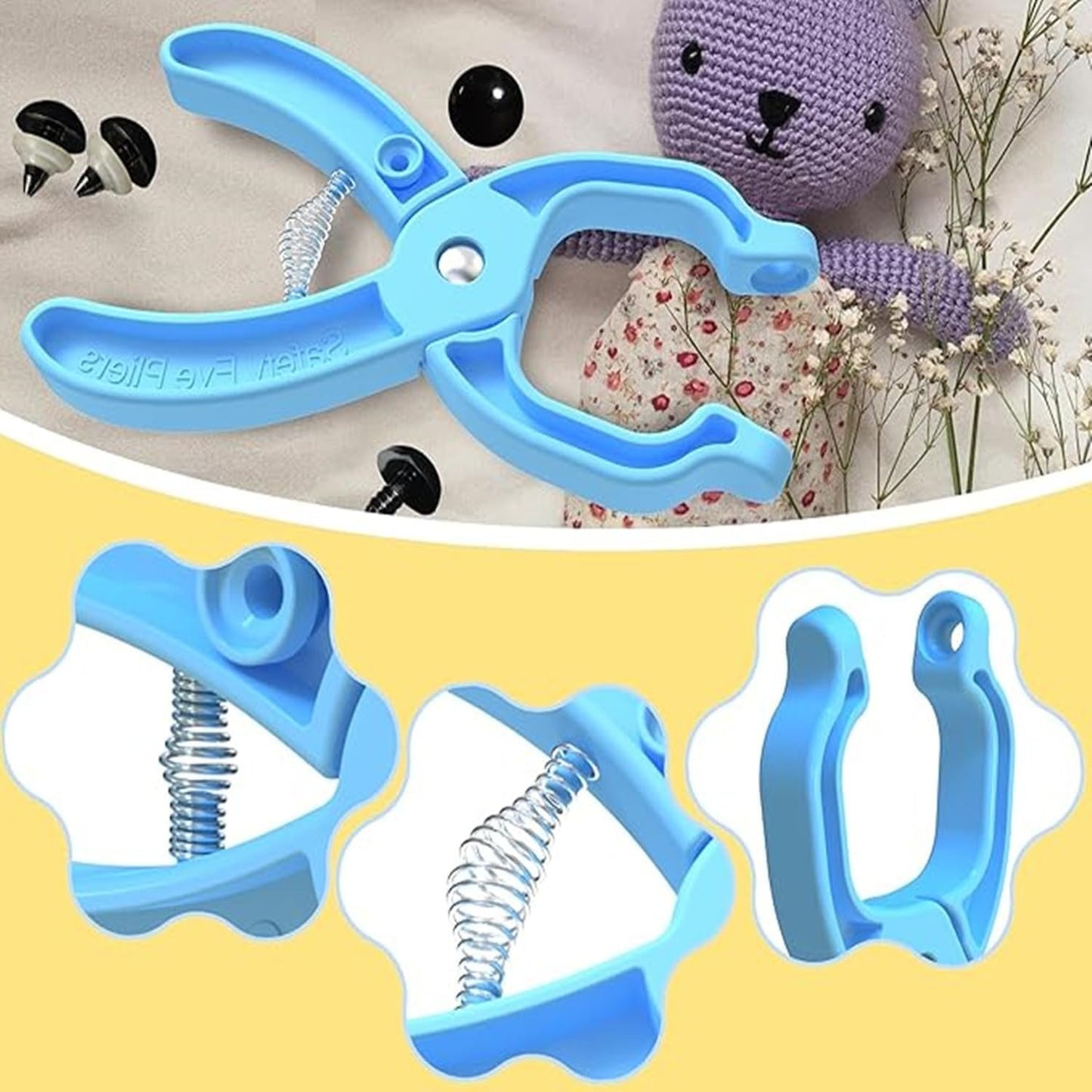 Safety Eye Tool Auxiliary Tool for Attaching Safety Eyes for Crocheting Safety Eyes Crochet Tools for Amigurumi Crochet & Stuffed 5-30mm Animal Eyes Making Supplies Toolï¼ˆBlue 1 pcsï¼‰