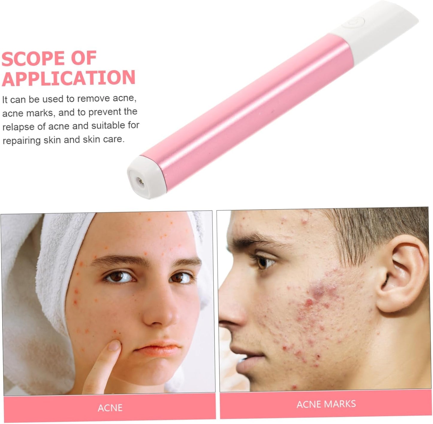 HAPINARY LED Face Care Pen Red Blue for Facial Skin Care Therapy Device for Skincare