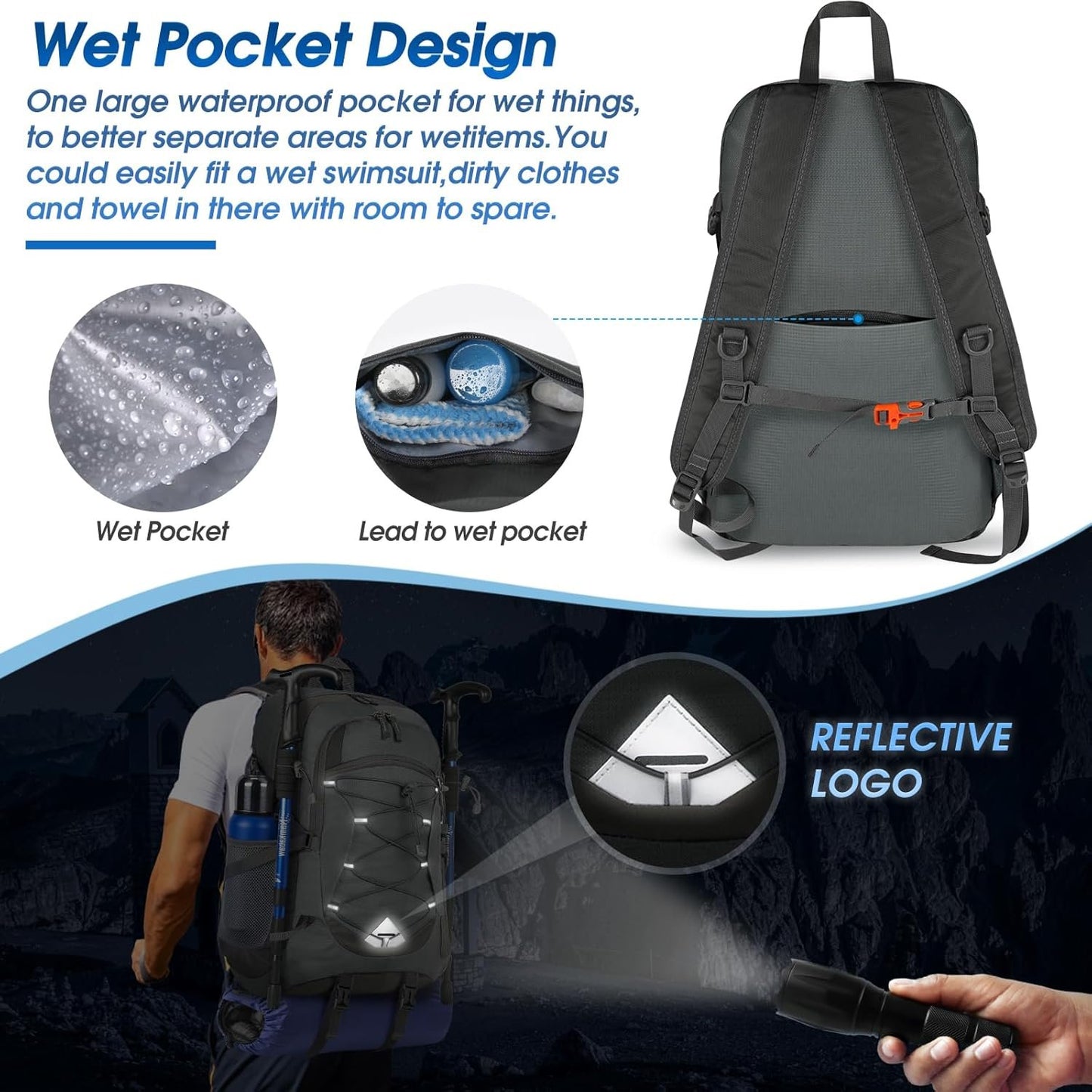 40L Packable Backpack Waterproof Hiking Backpacks Lightweight Outdoor Sport Travel Daypack for Climbing Camping Touring