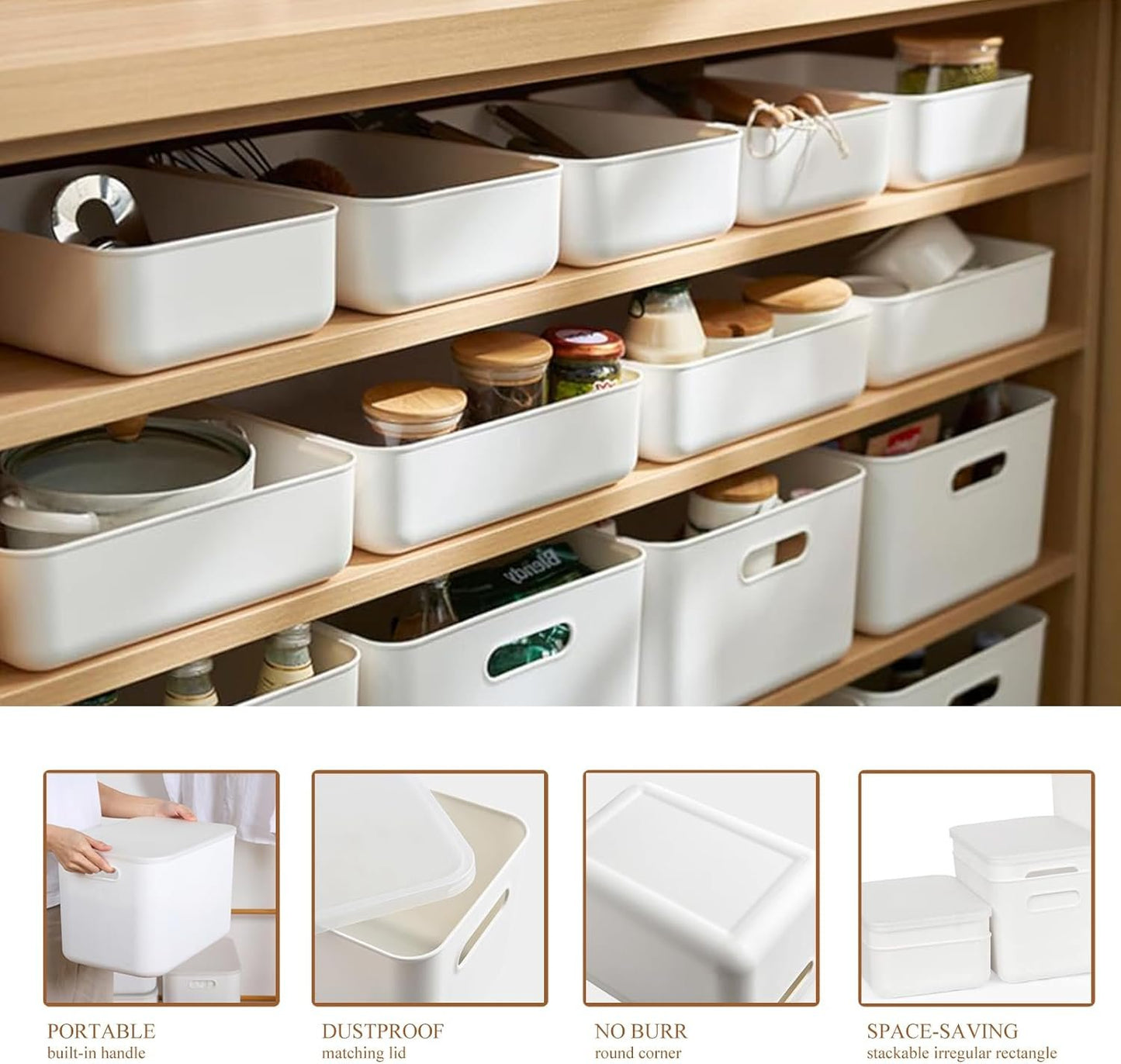 GMYMTM 6-Pack Heavy-Duty Plastic Storage Bins (2XXL 2L 2M) with Lids - Multi-Use Organiser for Garage, Laundry, Pantry, Bathroom & Toys Durable Stackable Design