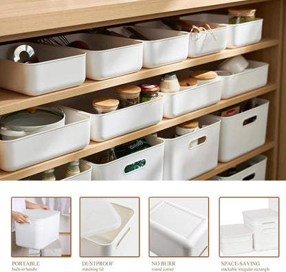 GMYMTM 6-Pack Heavy-Duty Plastic Storage Bins (2XXL 2L 2M) with Lids - Multi-Use Organiser for Garage, Laundry, Pantry, Bathroom & Toys Durable Stackable Design