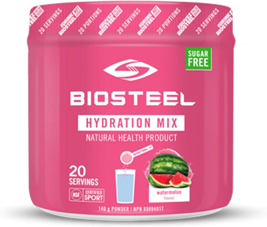 BioSteel Hydration Mix, Great Tasting Hydration with Zero Sugar, and No Artificial Flavours or Preservatives, Watermelon Flavour, 20 Servings per Tub