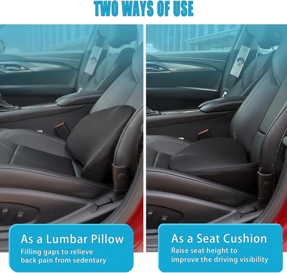 OLYDON Car Seat Cushion for Driving - Comfort Memory Foam for Car Driver Seat- Back Support, Pain Relief - for Car Travel, Long Trips (Black)
