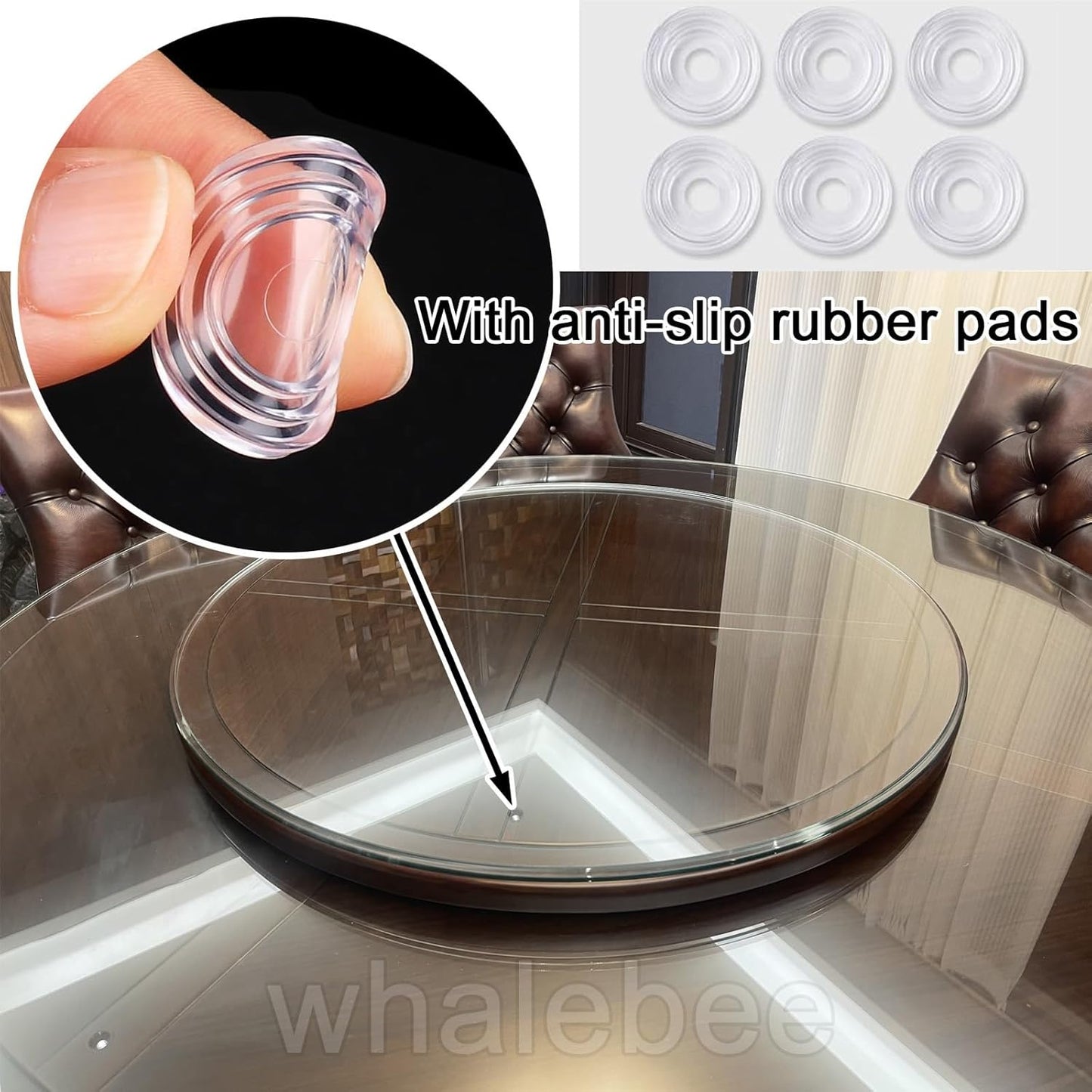 Tempered Glass Round Tabletop 7 mm Thick, Ø 45 – 100 cm, non slip pads, lucidati Edges, Perfect for Coffee Tables, Dining Tables, Durable Protection for Furniture