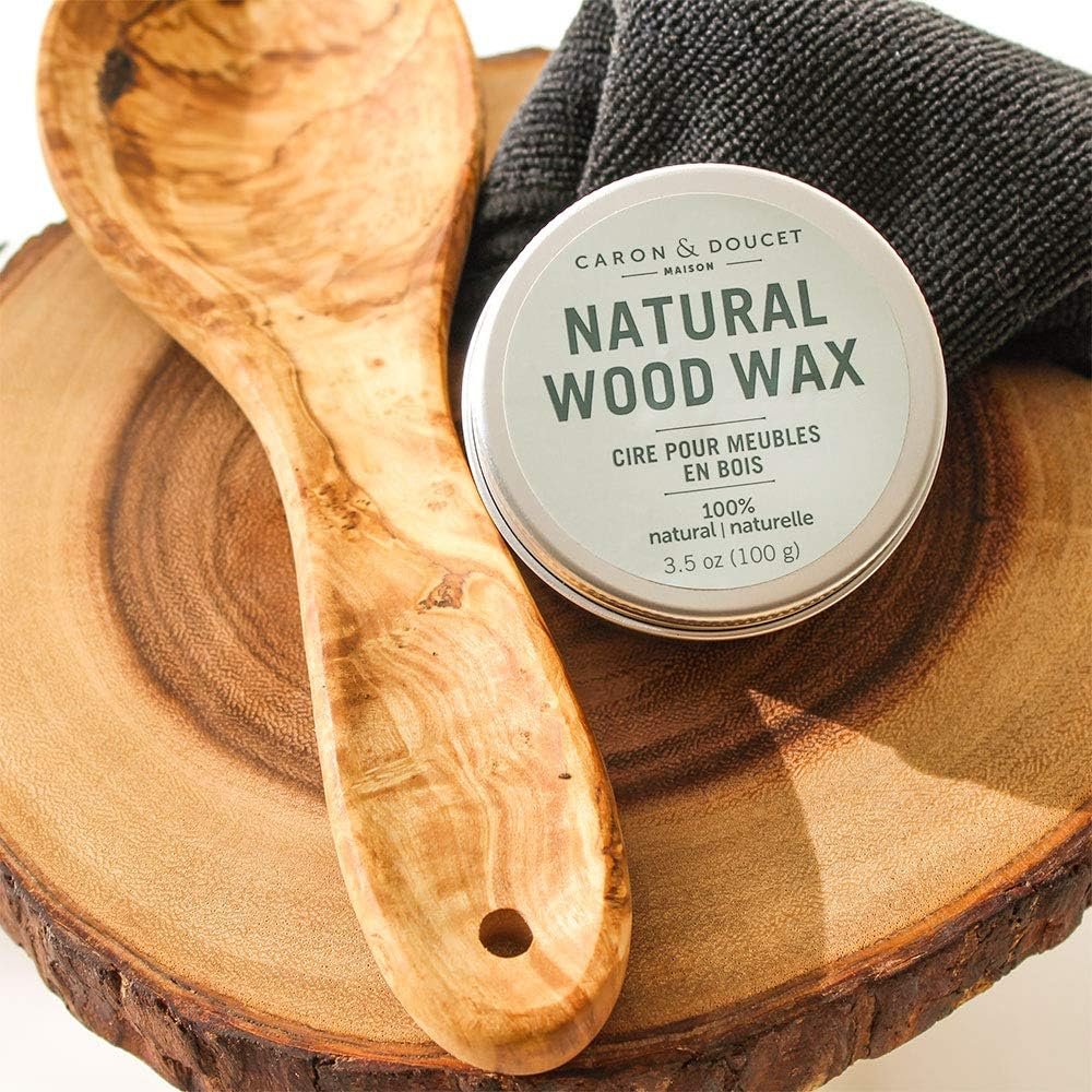Caron & Doucet - Natural Wood Conditioning Vegan Wax Finish - 100% Plant Based Wood Conditioning and Polishing Wax Finish - Orange Scented - Suitable for Natural Wood Furniture. (100g)
