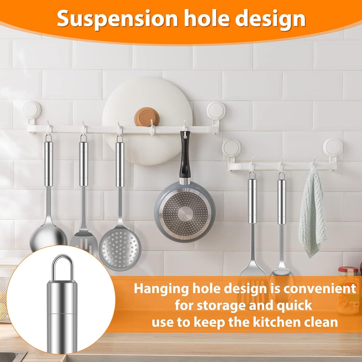 Stainless Steel Cooking Utensils Set Kitchen Tools Set Kitchen Gadgets Cookware Professional Wok Utensils Set Stainless Steel Kitchen Utensils for Hanging Dishwasher Safe (5)