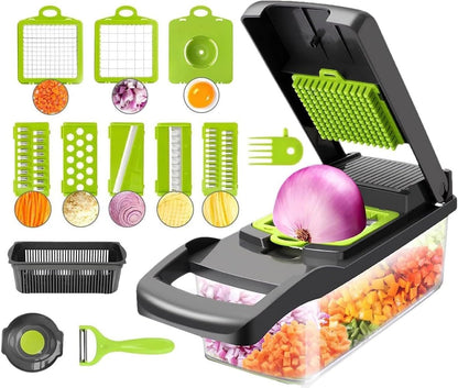 Jiarznh 16-in-1 Vegetable Chopper,Dicer with Container,Multi-Purpose Kitchen Tool,Must Have Kitchen Gadget to Save Your prep time for Cooking