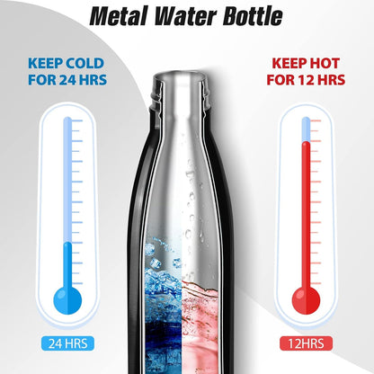 Sfee Insulated Water Bottle, 17oz Stainless Steel Water Bottles, Double Wall Vacuum Reusable Water Bottles Leak Proof BPA-Free Sports Bottle Cup Keep Hot&Cold for Running Gym Workout Cycling Kids