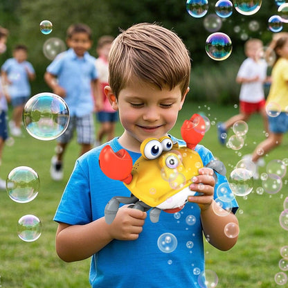 Toddler Bubble Machine, Dancing Crab Blower Toy, 9.45x5.63x4.84 Inches, Durable ABS Shell, Automatic Output, Interactive Bubble Maker with Lights and Music for Outdoor Play Fun