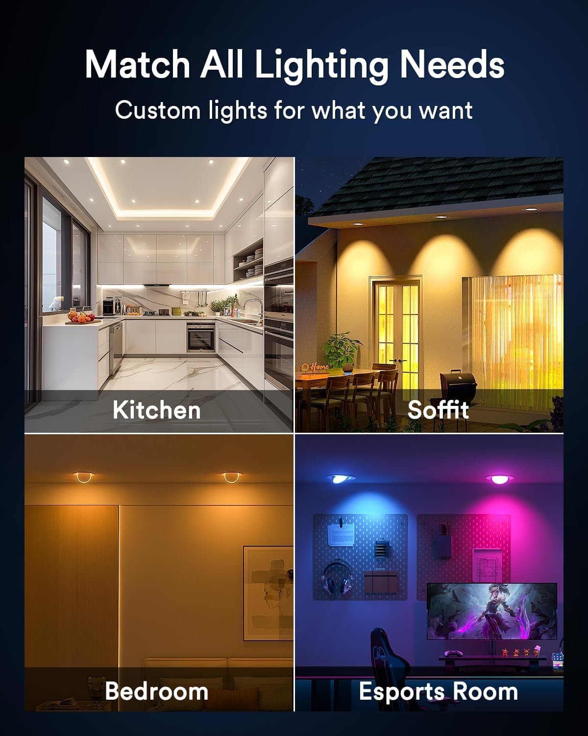 Lumary Smart Gimbal Recessed Lighting 4 Inch Pro, Dual-Controlled CCT Main & RGBAI Auxiliary WiFi LED Recessed Downlights, 270°+90° Adjustable Directional, Compatible with Alexa/Google, 4 Pack