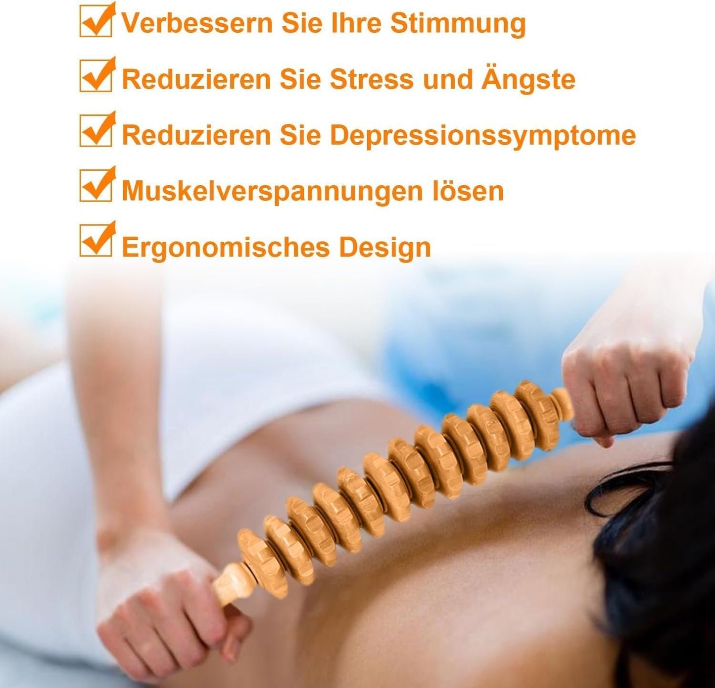 Wooden Massage Roller, Gua Sha Lymphatic Drainage Massager, Curved Wood Therapy Massage Roller, Roller Gua Sha for Back, Muscle Pain Relief and Body Shaping,Natural Massager for Women and Men