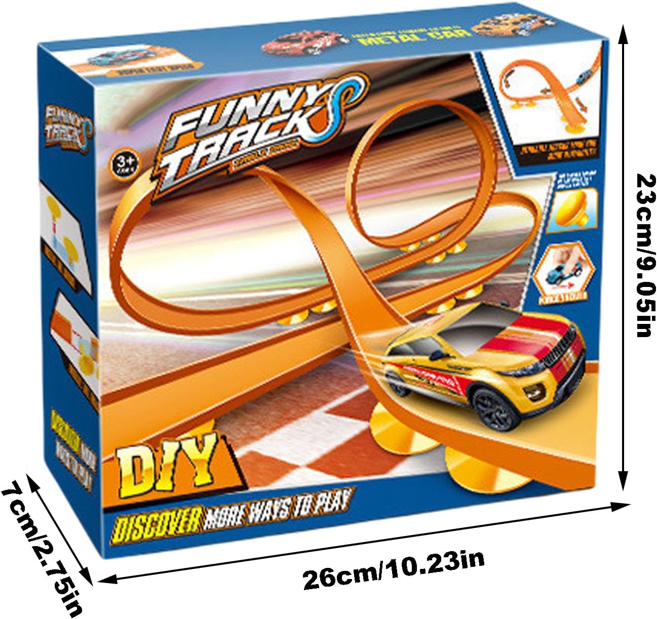 Flexible Track Race Car Toy, Pull Back Vehicle Set, 26x23x7cm, Bendable Road Sections, ABS Build, Colorful Curved Paths, Compact Package Box, for Play