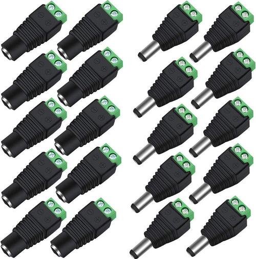 inShareplus 10 Pack 5.5 X 2.1mm Barrel Power 12V Male and Female DC Power Jack Cable Connector Adapter Plug for CCTV Security Camera LED Strip