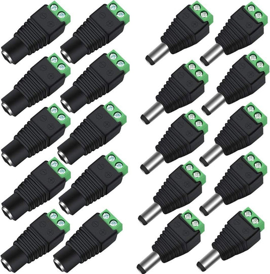 inShareplus 10 Pack 5.5 X 2.1mm Barrel Power 12V Male and Female DC Power Jack Cable Connector Adapter Plug for CCTV Security Camera LED Strip