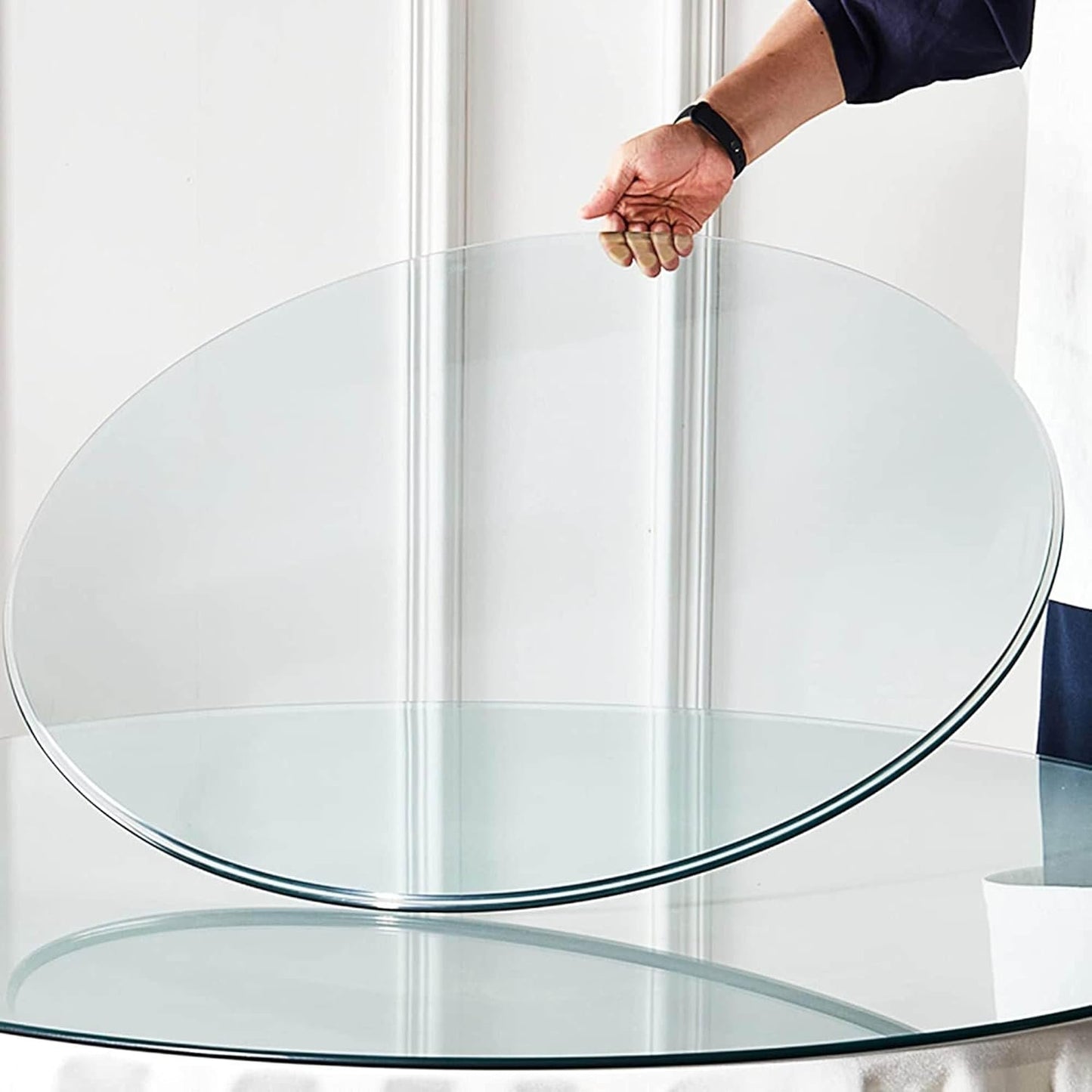 WEKEOT 40 Inch Round Glass Table Top Thick Tempered Glass Round Table Top Glass Dining Table Replacement Pencil Polished Glass Table for Living Room Patio Table Tops