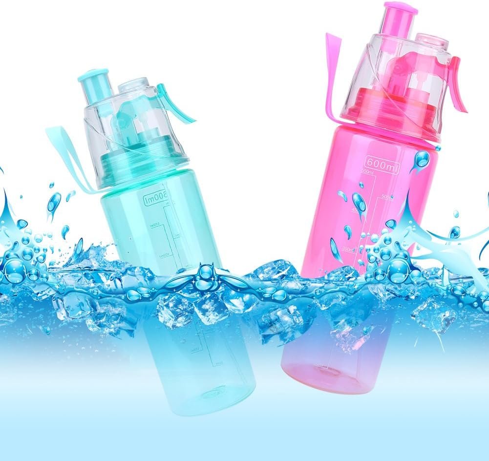 Mist Spray Water Bottle 600ml Portable Sport Water Bottle Anti-Leak Drinking Cup with Mist Hydration