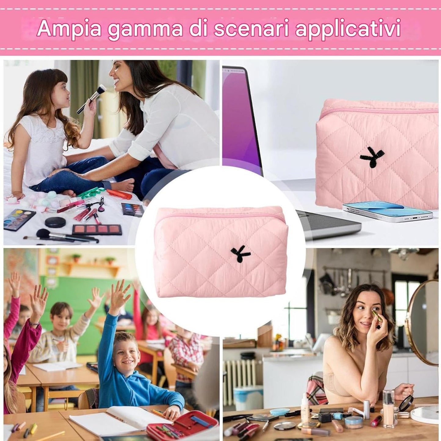 Makeup Bag, Cosmetic Pouch, Makeup Organizer, Aesthetic Travel Spacious Pencil Purse, Stylish Accessories Storage 6.3 x 3.54 x 3.54 Inches for Women, Pink, Light Blue, Cream, pink, Please refer to