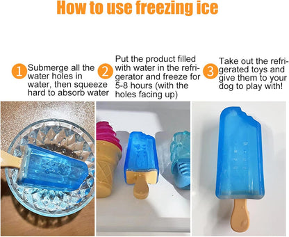 shjxi Dog Chew Toys, Interactive Dog Toy, Cooling Ice Cream Shape Teething Accessory, Non Toxic Soft Rubber, Excellent for Puppies and Dogs Outdoor Play and Training