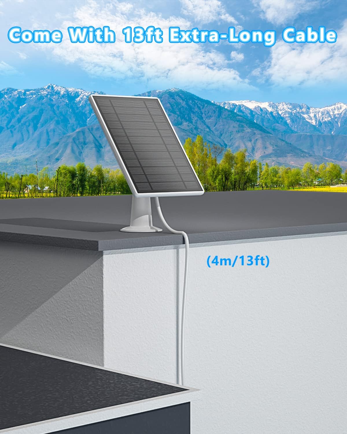 7W Solar Panel Charger for Ring Stick Up Cam Battery & Spotlight Cam Battery, 5V Continuous Solar Power for Ring Camera, 3.5mm Plug to Device, 13ft Cable IP65 Waterproof, Adjustable Wall Mount 2 Pack