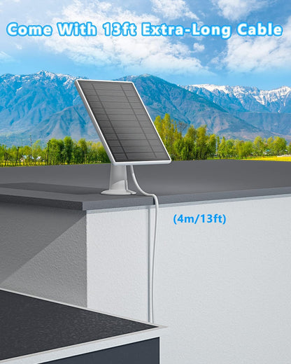 7W Solar Panel Charger for Ring Stick Up Cam Battery & Spotlight Cam Battery, 5V Continuous Solar Power for Ring Camera, 3.5mm Plug to Device, 13ft Cable IP65 Waterproof, Adjustable Wall Mount 2 Pack