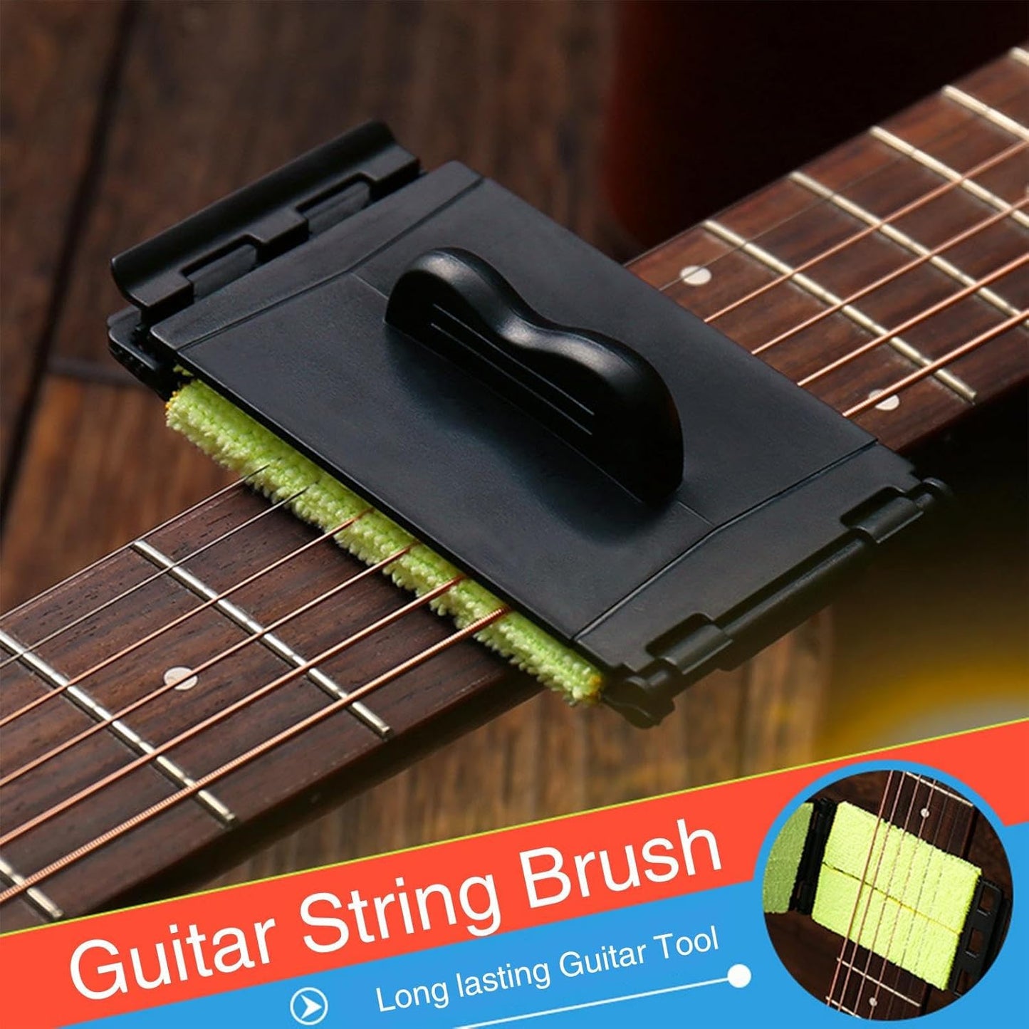 Fingerboard Scrubber, Wiper Cloth, Compact Bass String Cleaning Tool, All-Around Scrub Pad with Handle, Music Accessory for Adults Beginners Professionals