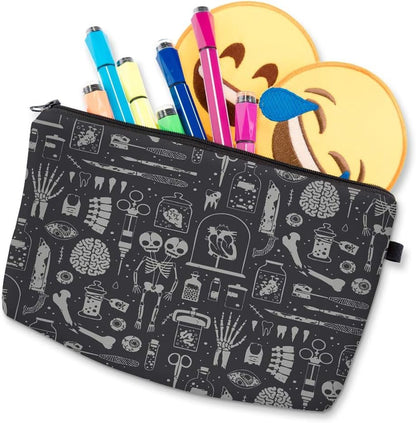 LOOMILOO Cosmetic Bag for Women, Adorable Roomy Makeup Bags Travel Water Resistant Toiletry Bag Accessories Organizer Cute Gifts (Skulls 52254)