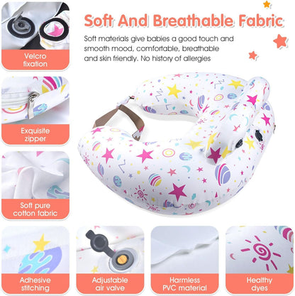 Portabuddy Travel Anywhere Inflatable Nursing Pillow for Breastfeeding Breast Feeding Pillow for Mom & Baby Support, Removable Pure Cotton Cover, Adjustable Waist Strap, Newborn Essentials Must Haves
