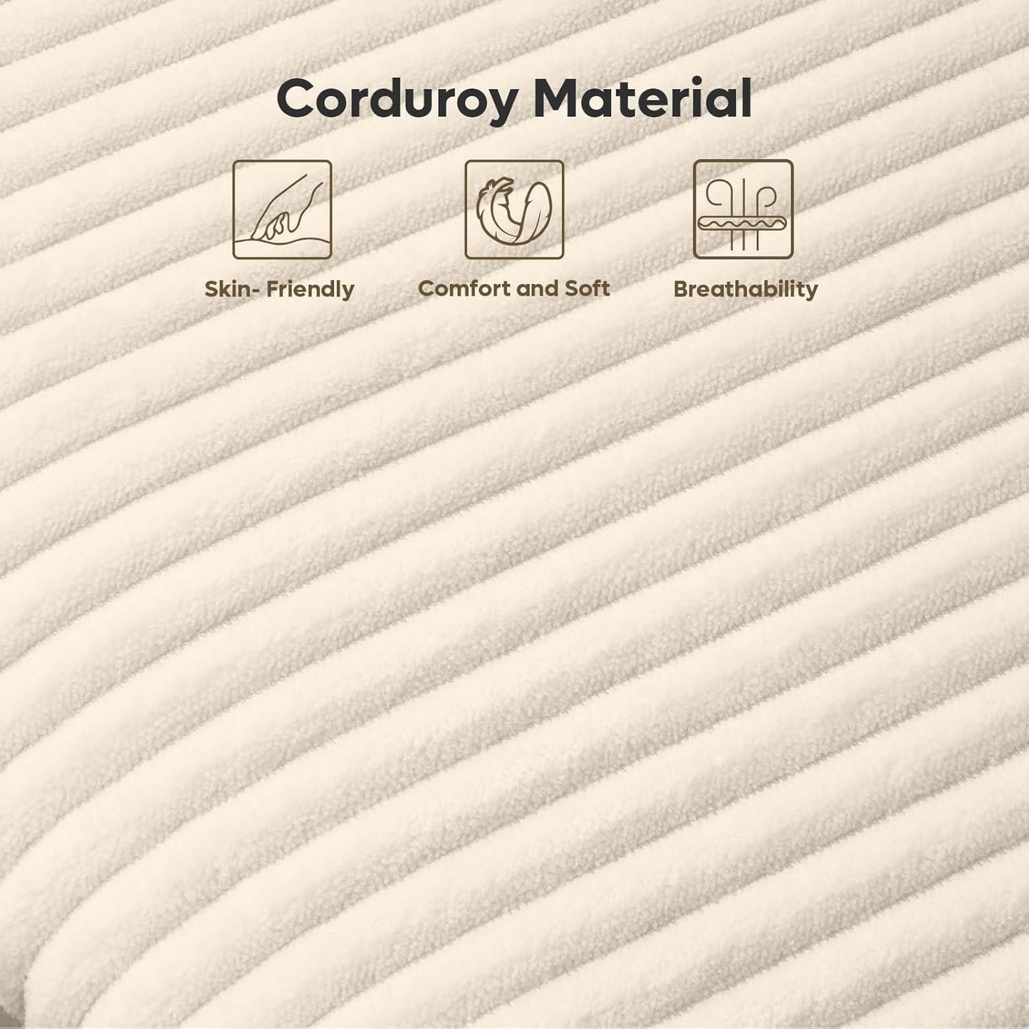 Bestier Full Corduroy Upholstered Bed Frame with Adjustable Vertical Channel Headboard, LED Platform Bed with Storage Shelf, Solid Wood Leg & Slat Support, No Box Spring Needed, Never Squeaks, Cream