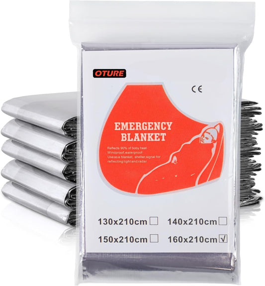 Oture Emergency Space Blankets, 6 Pack Survival Thermal Blanket, Mylar Thermal Survival Blankets Emergency Foil Blanket for Keeping Body Warm,Ourdoor, Hiking, Camping Gear, Travelling