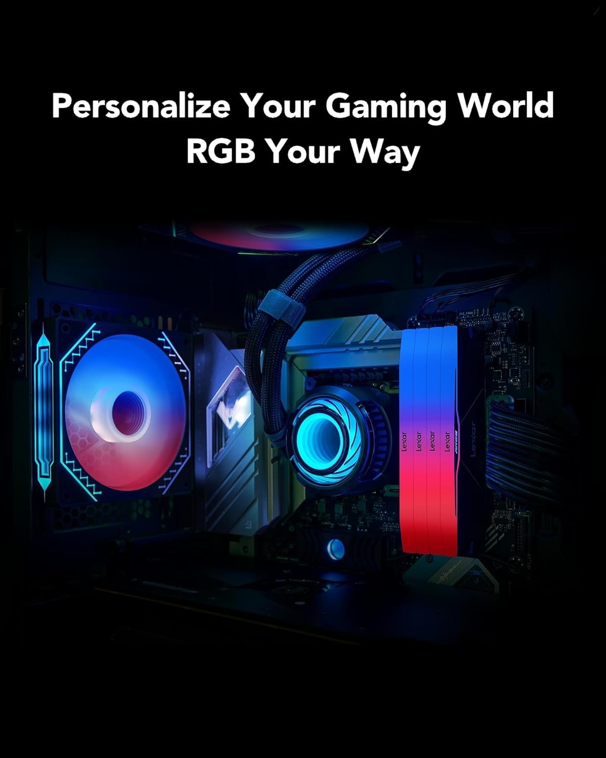 Lexar ARES Gen2 RGB DDR5 RAM 32GB Kit (2x16GB) 6000MHz CL30, 288-Pin UDIMM Desktop Memory, PC Gaming Computer Memory, for Intel XMP 3.0/AMD EXPO/CL30-38-38-76/1.4V(LD5U16G60C30BR-RGD)