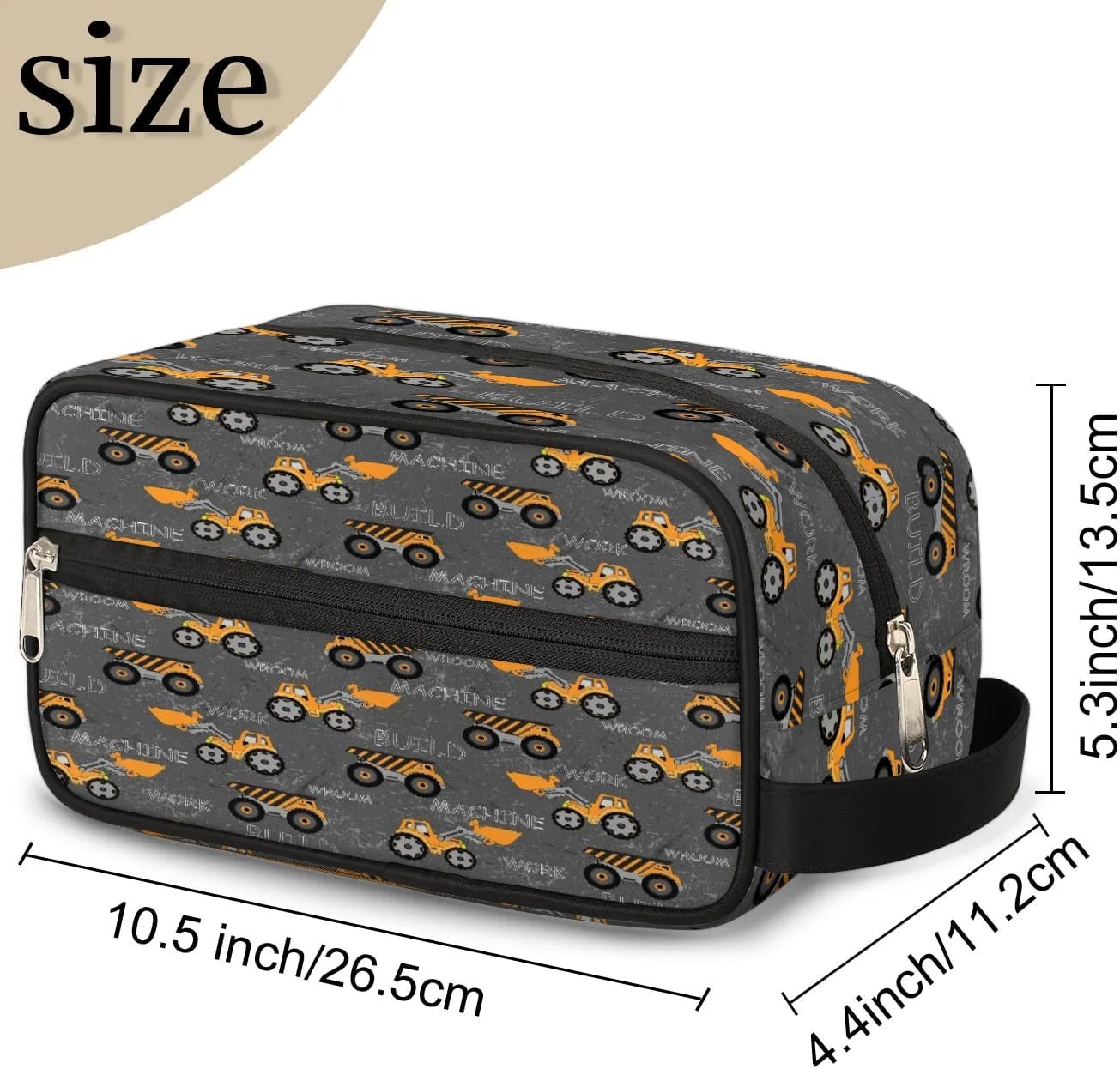 Truck Tractor Cars Hanging Toiletry Bag,Travel Hygiene Kits for Boys Mens,Waterproof Makeup Carry-on Bags,Cosmetic Bag,TSA Approved Shave Dopp Kit for Toiletries Shower Bathroom Accessories Gifts,
