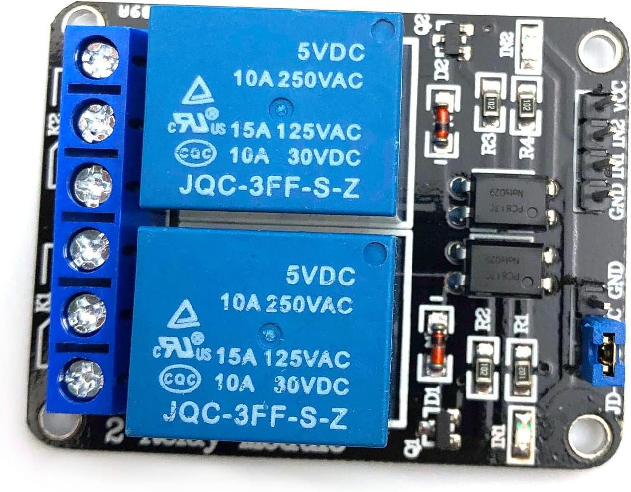 FainWan 2pcs 2 Channel Relay Module with Optocoupler 5V Active Low Level Amplifier Trigger JD-VCC Relay Power VCC Power