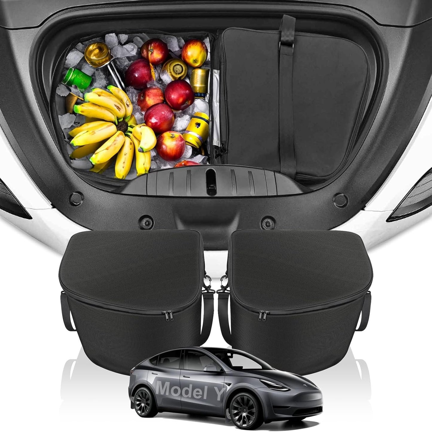 Car Frunk Cooler Organizer for Tesla Model Y 2017-2024 Insulation Cooler Bag Front Trunk Storage Organizers, Portable Waterproof Cooler Container with Adjustable Strip