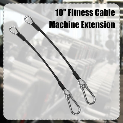 2pcs 10" Gym Extension Cable, Fitness Extension Rope Compatible with Bowflex, Home Gym Machine Accessories Replacement with Carabiner, for Leg Extension, LAT/Tricep Pull Down (1 Pair)