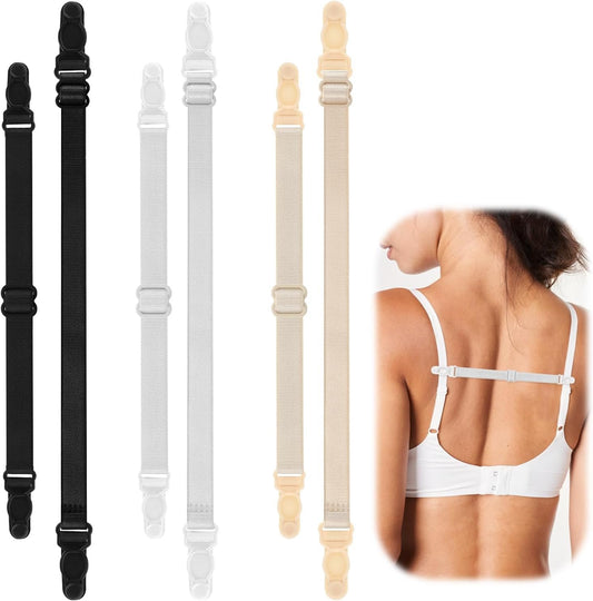 Prasacco 6 Pcs Bra Strap Holders for Slipping, Women's Elastic Bra Strap Holder Bra Clips to Make Racerback Conceal Straps Bra Accessories, Mixed, One Size