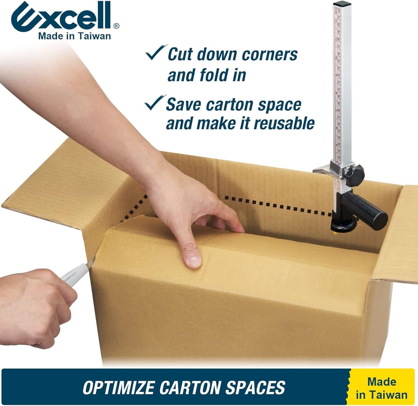 Excell Carton Sizer with Safety Blade Cover to Reduce Boxes Space - Cardboard Box reducer, Box Resizer Tool with Scoring Wheel for Online Seller, Warehouse