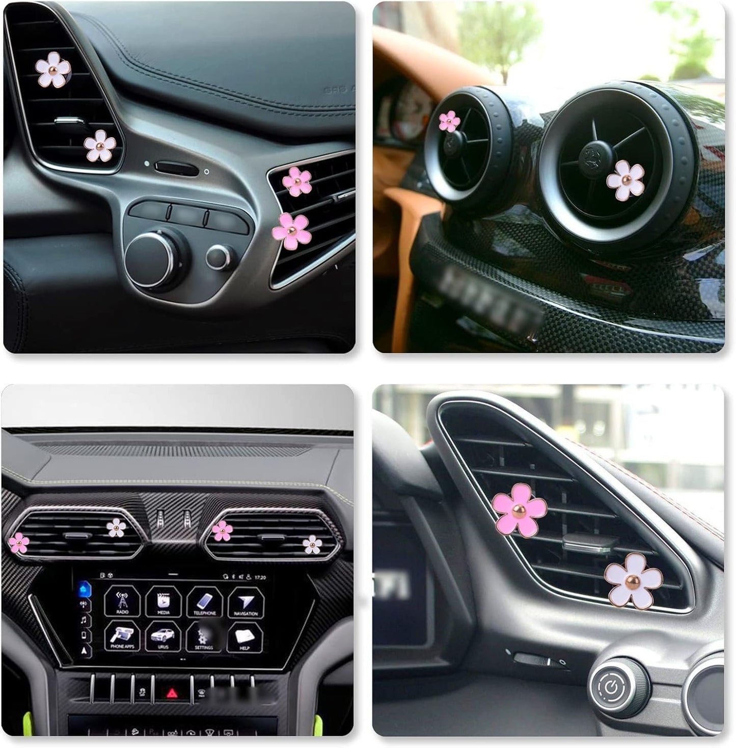 DEDC Car Air Fresheners, 8 Pcs Car Scents Air Freshener, Car Vent Clip Air Freshener, Flower Air Freshener Car Clips, Pink & White