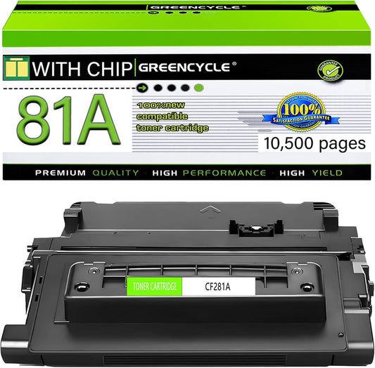 greencycle Compatible Toner Cartridge Replacement for HP 81A CF281A Work with Enterprise MFP M605 M604 M630 M606 M604n M604dn M605n M605dn M630h M630dn M630z Printer (Black, 1-Pack)