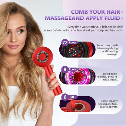 Electric Scalp Massager 3 in 1 Hair Applicator IPX6 Waterproof with 3 Massage Modes, Hair Applicator and Haa (Red Style)