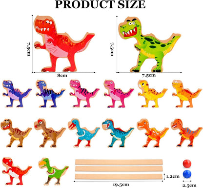 Dinosaur Stacking Building Toys for Boys, PIIOSER Wooden Dinosaur STEM Montessori Educational Learning Block Toys for Kids Cool Birthday Party Game Gifts for 4 5 6 7 8 Years Old Boys Girls