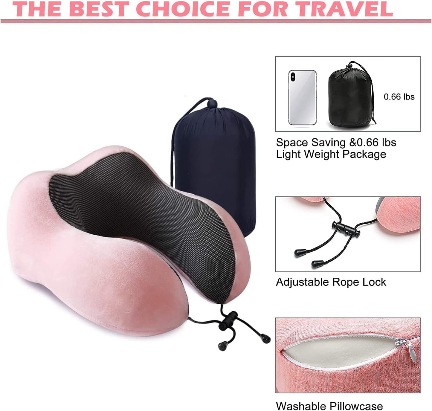 Bestek Memory Foam Travel Neck Pillow with 3D Eyemask and Earplugs, Neck Support Flight Pillow for Airplane Car Bus Train Travelling Camping