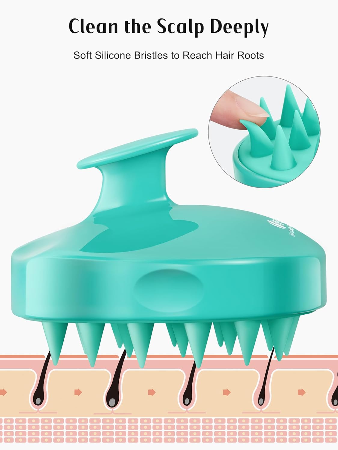 HEETA Hair Scalp Massager Shampoo Brush 2 Pack, Soft Silicone Bristles to Remove Dandruff, Waterproof Hair Scrubber for Both Wet Dry Hair, Suitable for Men & Women (Green & Pink)