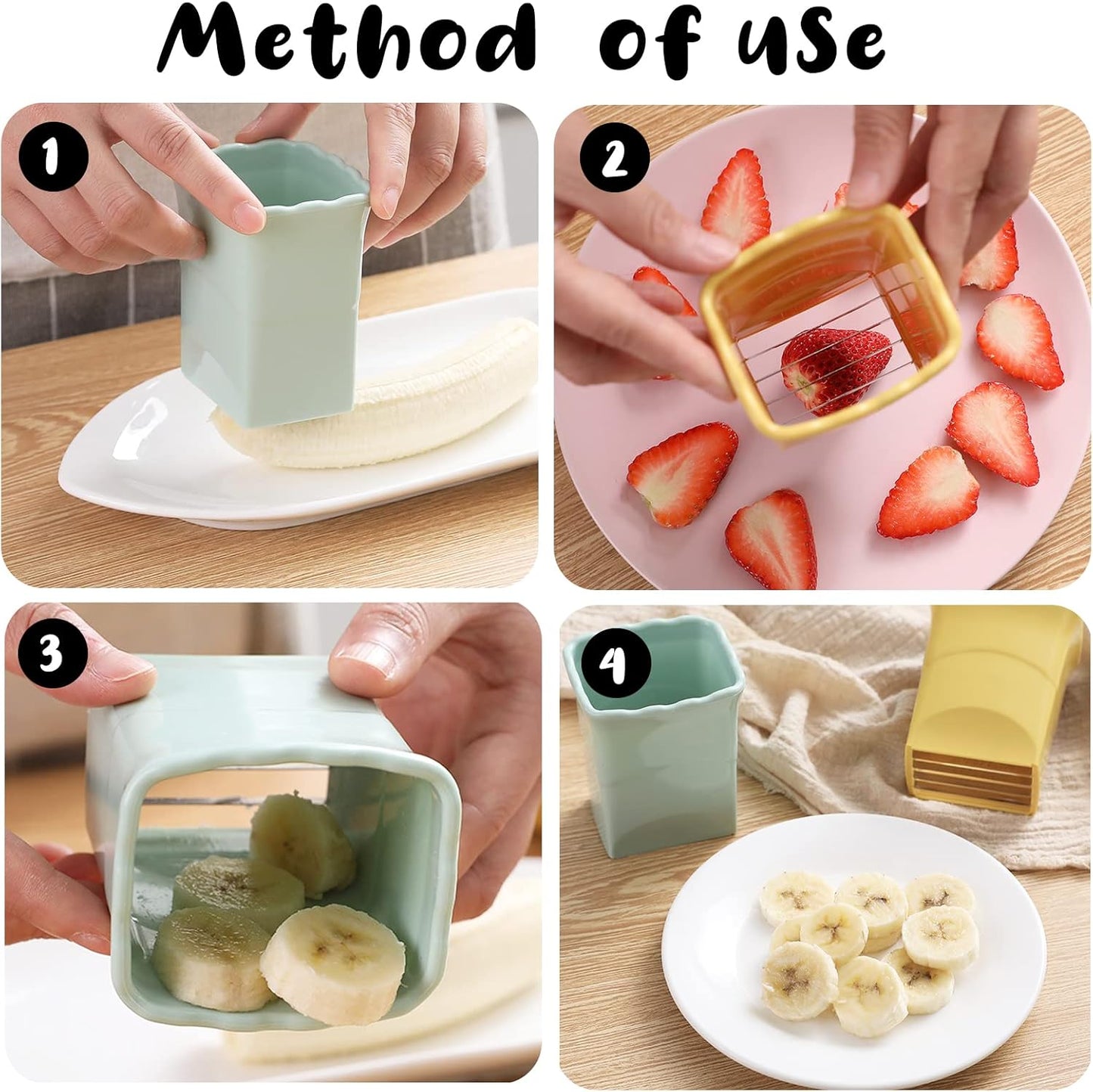 COKSDUPID 2 Pack Cup Slicers | Egg Slicers | Banana slicers | Strawberry Cutter | Quickly Making Fruit Vegetable Salad | Creative Kitchen Gadget