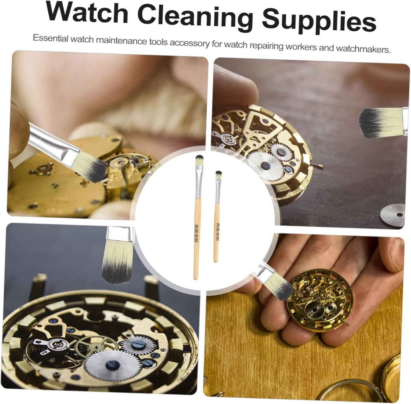Zerodeko 2Pcs Watch Parts Cleaning Brush Soft Bristles for Watch Movement Maintenance Essential Tools for Watch Repair Professionals and Enthusiasts and Safe