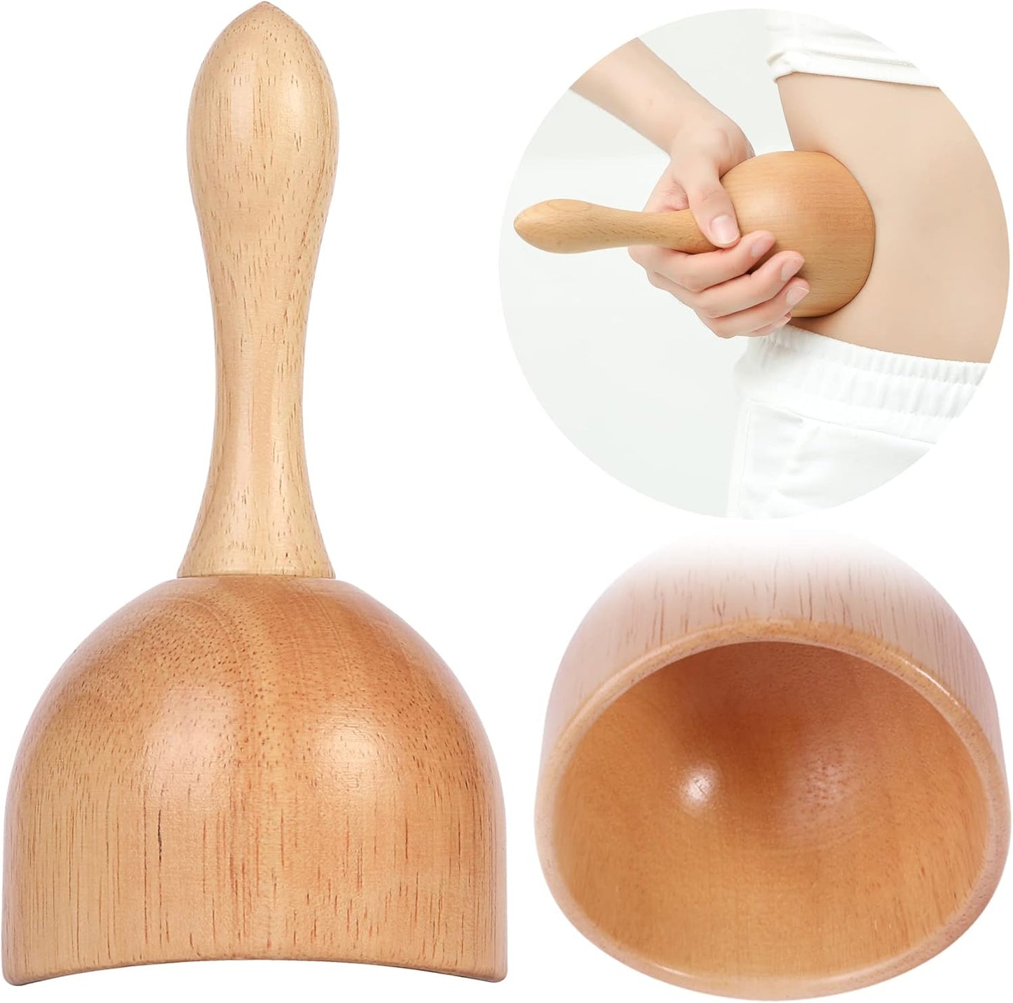 Handhleld Wood Swedish Cup Wooden Massager Wood Therapy Massage Tool Body Sculpting Tools for Maderotherapy,Lympahtic Drainage,Anti-Cellulite,Muscle Pain Relief -1 Piece-Rubber Wood
