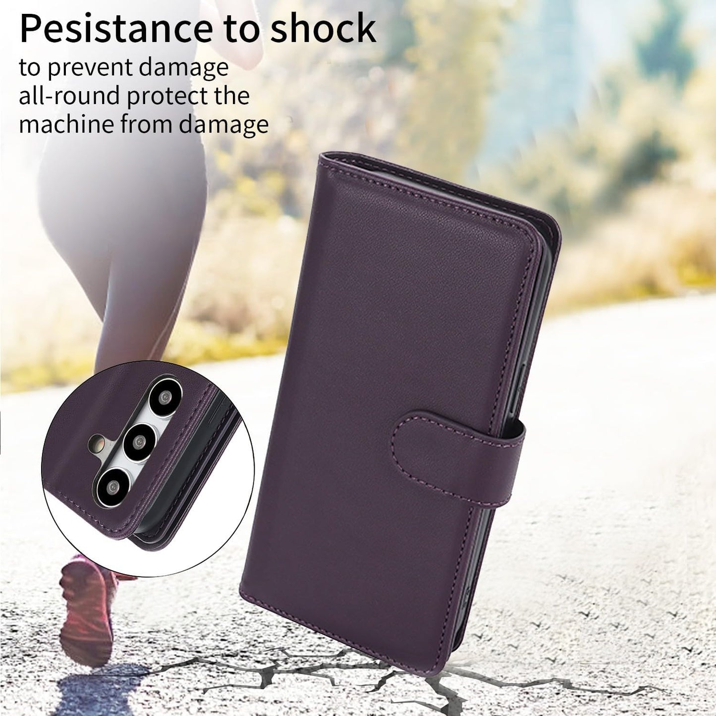 Procarcasa for Galaxy S21 Wallet Case,for Samsung Galaxy S21 5G Case [7 Card Holders][Wrist Strap] PU Leather Wallet Shockproof Stand Kickstand Magnetic Clourse Phone Cover-Dark Purple